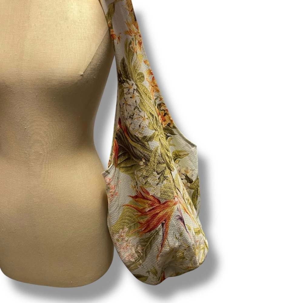 Hawaiian Handmade Tote Barkcloth Cotton Hibiscus Bird of Paradise Tropical